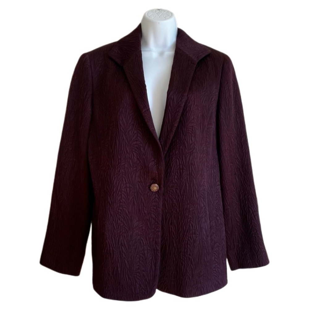 Lafayette 148 NY Textured Print Single Button Blazer _ Plum